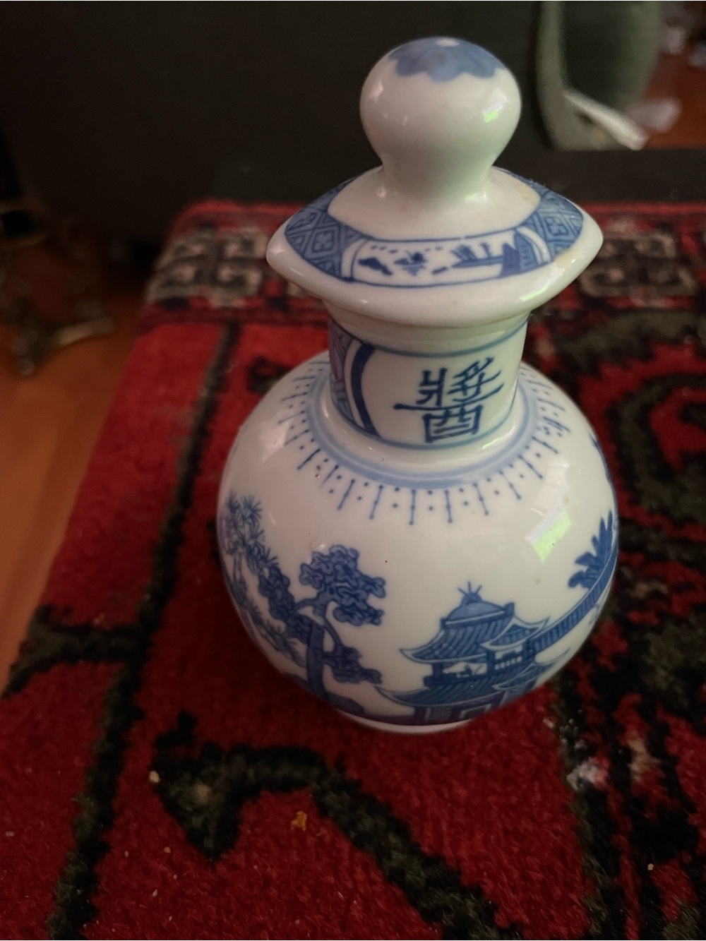 Chinese Porcelain Blue and White soy sauce Decanter.